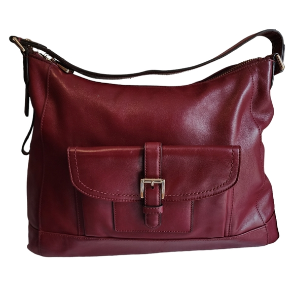 Coach Dark Red Wine Leather Charlie Hobo Purse Bag #57133E - Picture 2 of 11